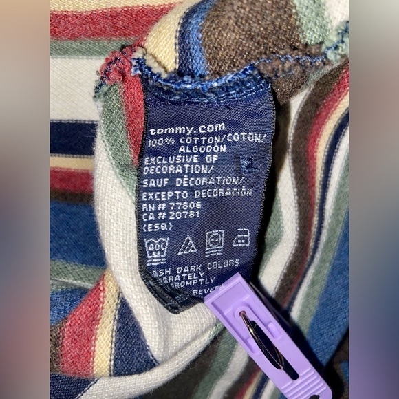 2/30$ Men’s Vintage Tommy Hilfiger knitted striped 100% cotton Polo size XL - Picture 8 of 12